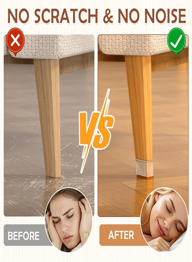 CoolShef مجموعة CoolShef المكونة من 16 قطعة من واقيات أرجل الكراسي المصنوعة من السيليكون مع قاعدة من اللباد، واقيات أرضيات مانعة للانزلاق للأرجل المربعة (1.02-1.5 بوصة)، وسادات أثاث للأرضيات الخشبية الصلبة، كراسي الطعام، كراسي البار، كراسي المكتب - Image 3